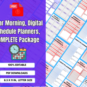 Printable PDF Schedule Planners - Daily Planner, Weekly Planner