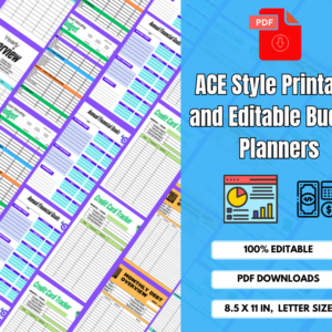 ACE Style Printable and Editable Budget Planners